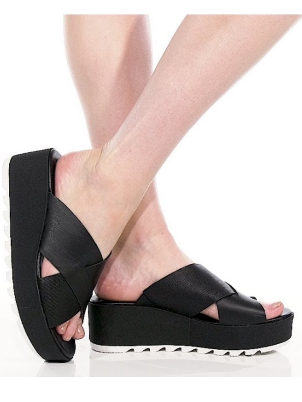 NEW SOREL Cameron Flatform Mule Sandal Slides Black Women’s Sz 8.5 NWOB